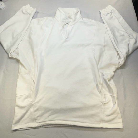 Free People Tops - FP Movement Free People White French Terry V-Neck Oversized Polo Sweatshirt Lg
